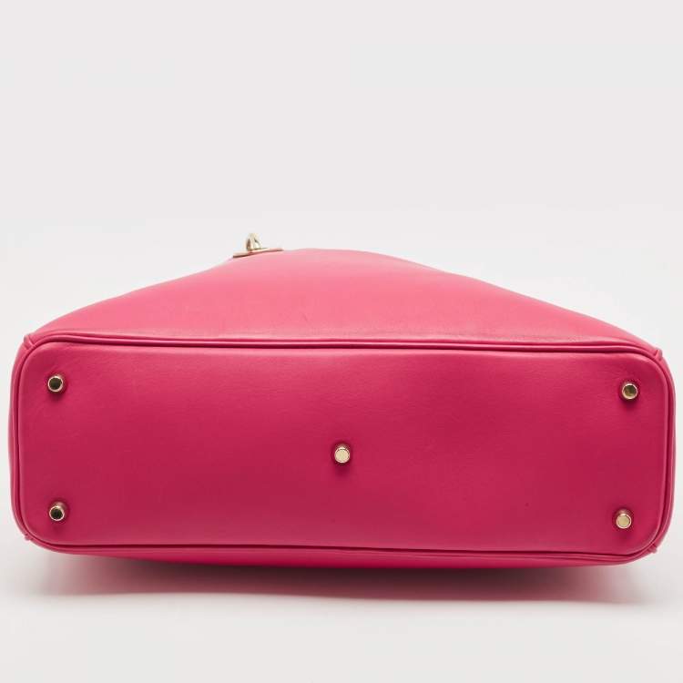 Pre Owned Dior Pink Leather Large Diorissimo Shopper Tote