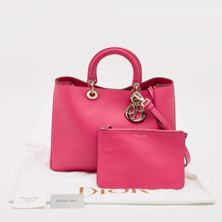 Pre Owned Dior Pink Leather Large Diorissimo Shopper Tote