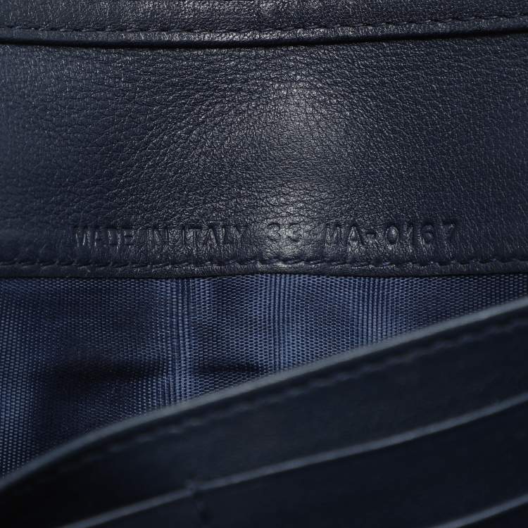 Pre Owned Dior Navy Blue Leather Studded Lady Dior Wallet on Chain