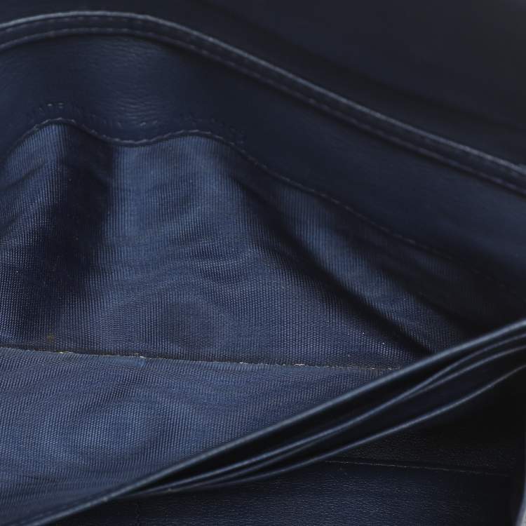 Pre Owned Dior Navy Blue Leather Studded Lady Dior Wallet on Chain