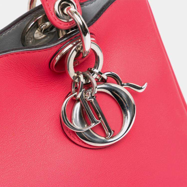 Pre Owned Dior Pink Small Leather Diorissimo Satchel