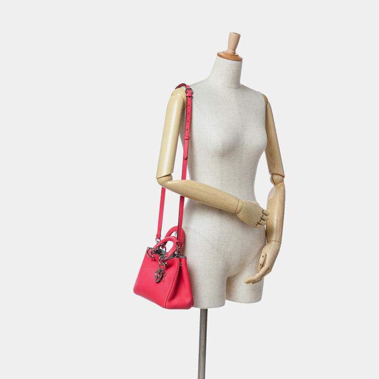Pre Owned Dior Pink Small Leather Diorissimo Satchel
