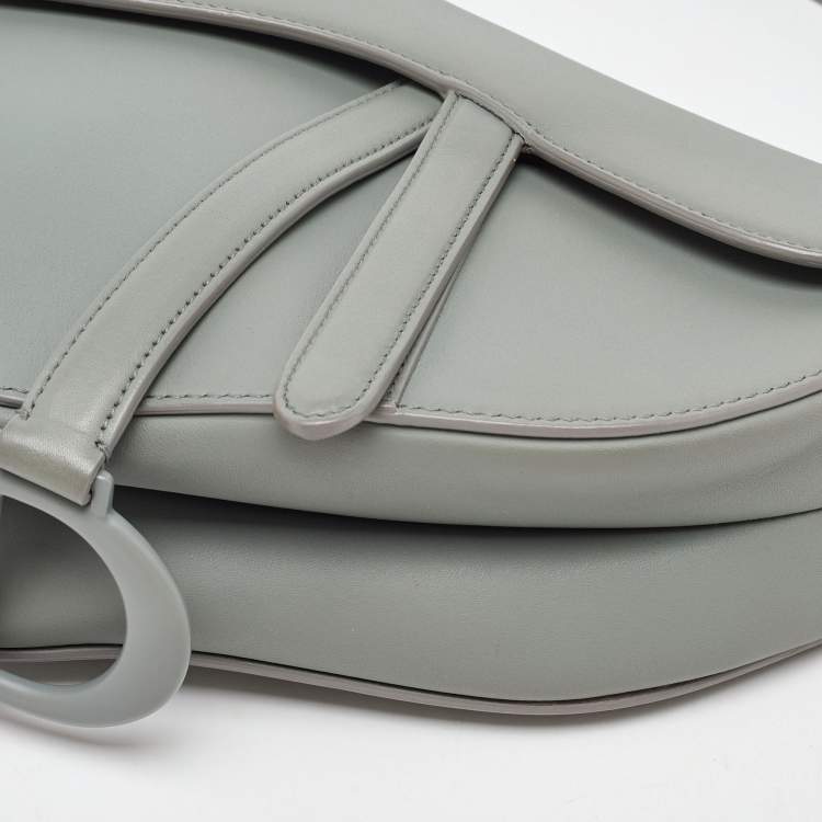 Pre Owned Dior Grey Leather Saddle Bag