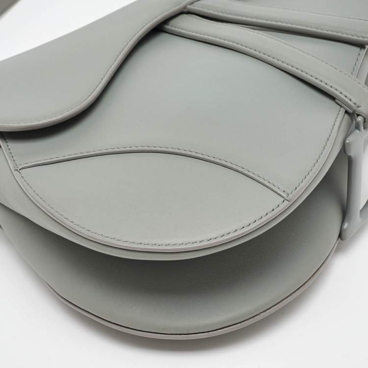 Pre Owned Dior Grey Leather Saddle Bag