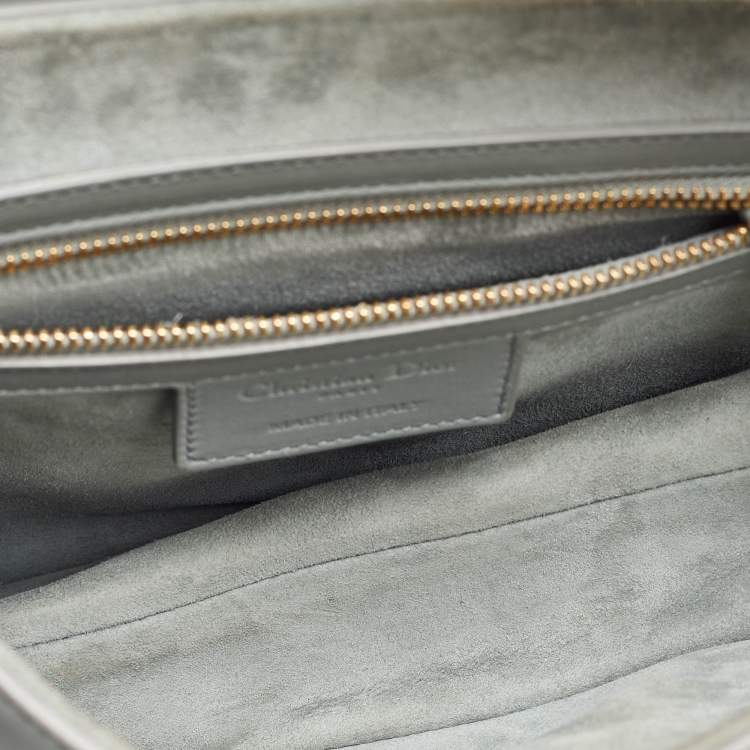 Pre Owned Dior Grey Leather Saddle Bag