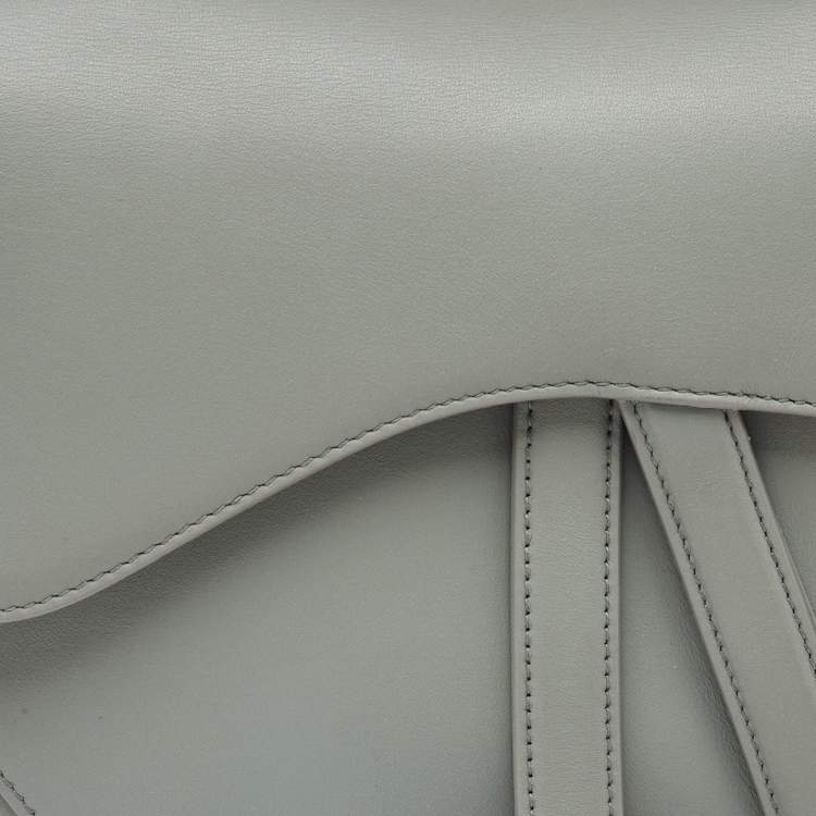 Pre Owned Dior Grey Leather Saddle Bag