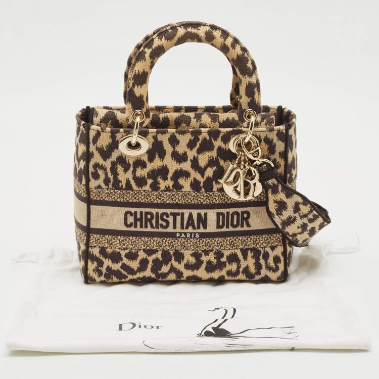 Pre Owned Dior Beige/Black Mizza Embroidered Canvas Medium Lady D-Lite Tote