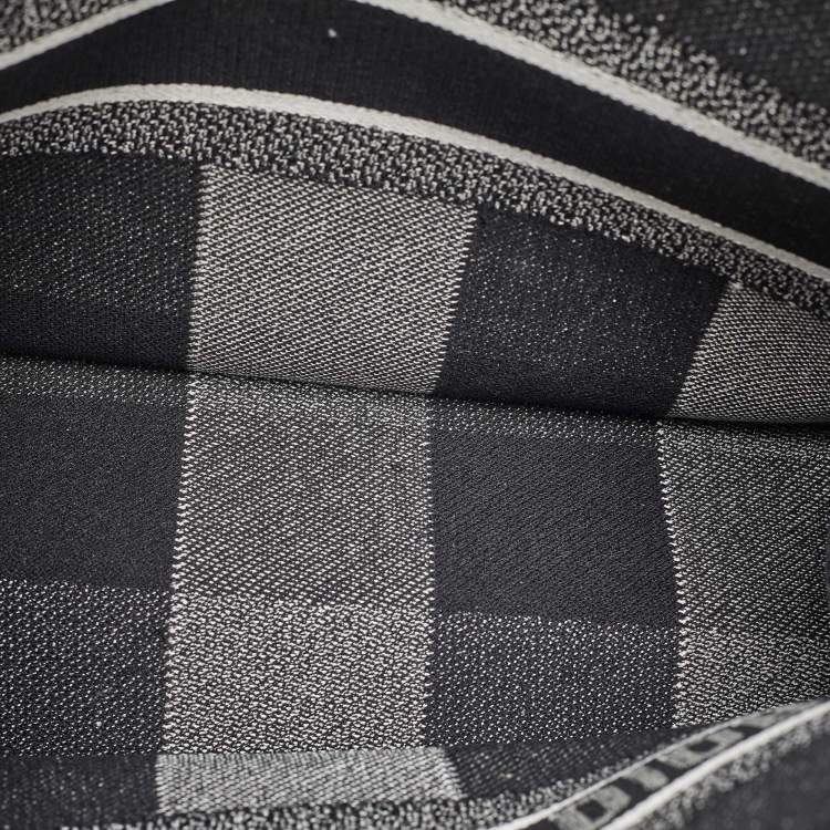 Pre Owned Dior Black/White Check'N'Dior Canvas Medium Book Tote