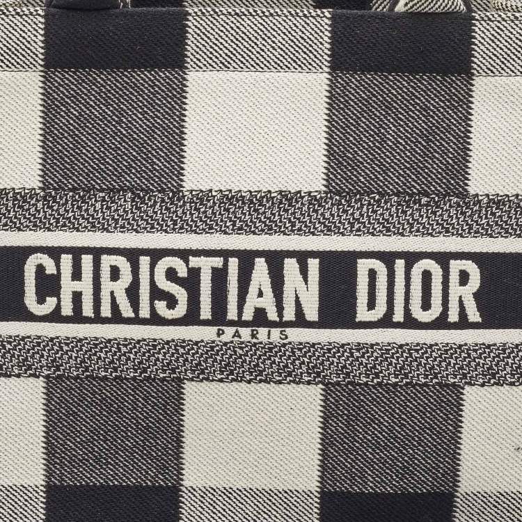 Pre Owned Dior Black/White Check'N'Dior Canvas Medium Book Tote