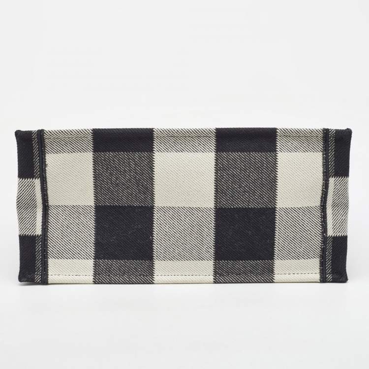 Pre Owned Dior Black/White Check'N'Dior Canvas Medium Book Tote