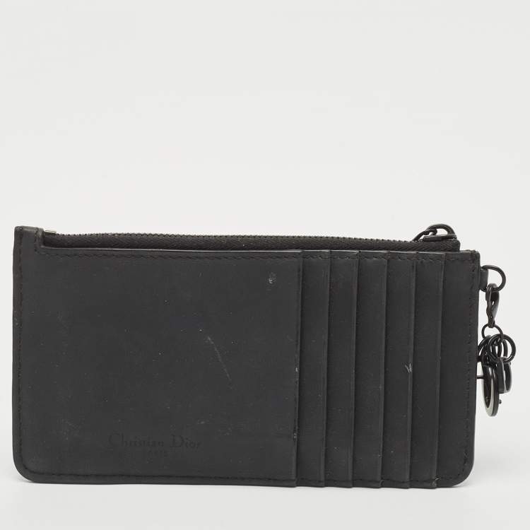 مملوكة مسبقًا Dior Black Ultra Matte Cannage Leather Lady Dior Zip Card Holder