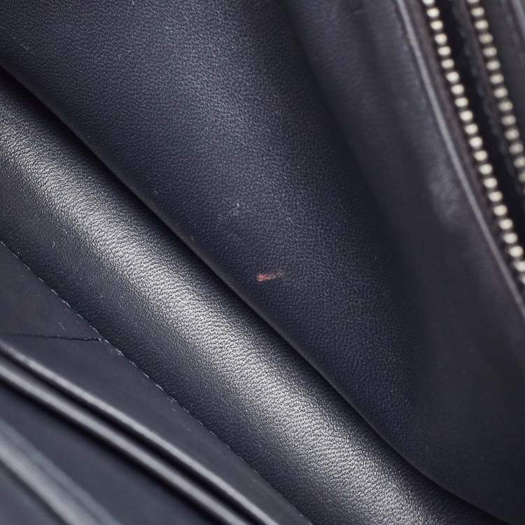 Pre Owned Dior Dark Grey Micro Cannage Patent Leather Diorama Wallet on Chain