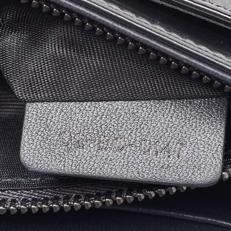 Pre Owned Dior Dark Grey Micro Cannage Patent Leather Diorama Wallet on Chain