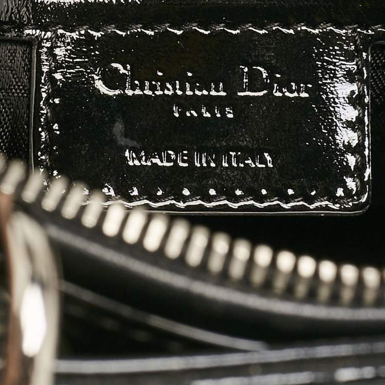 Pre Owned Dior Black Cannage Patent Leather Large Lady Dior Tote