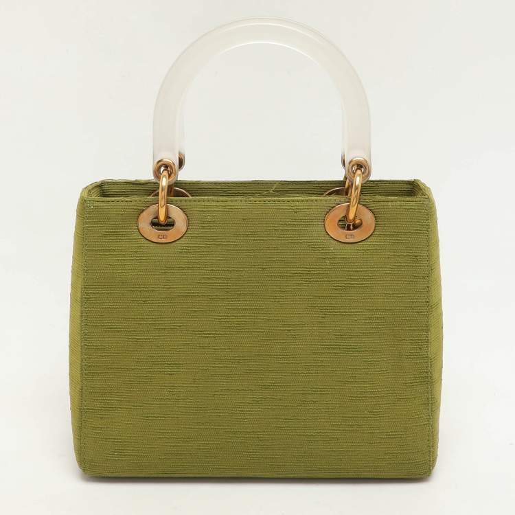 Pre Owned Dior Green Fabric Medium Vintage Lady Dior Tote