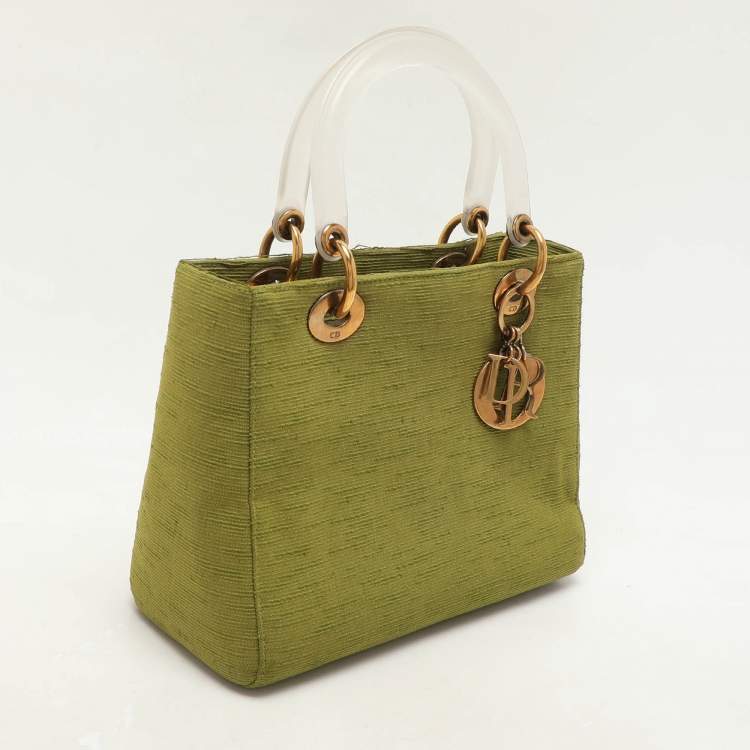Pre Owned Dior Green Fabric Medium Vintage Lady Dior Tote