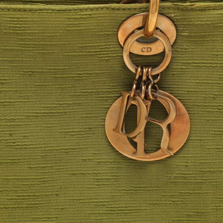 Pre Owned Dior Green Fabric Medium Vintage Lady Dior Tote