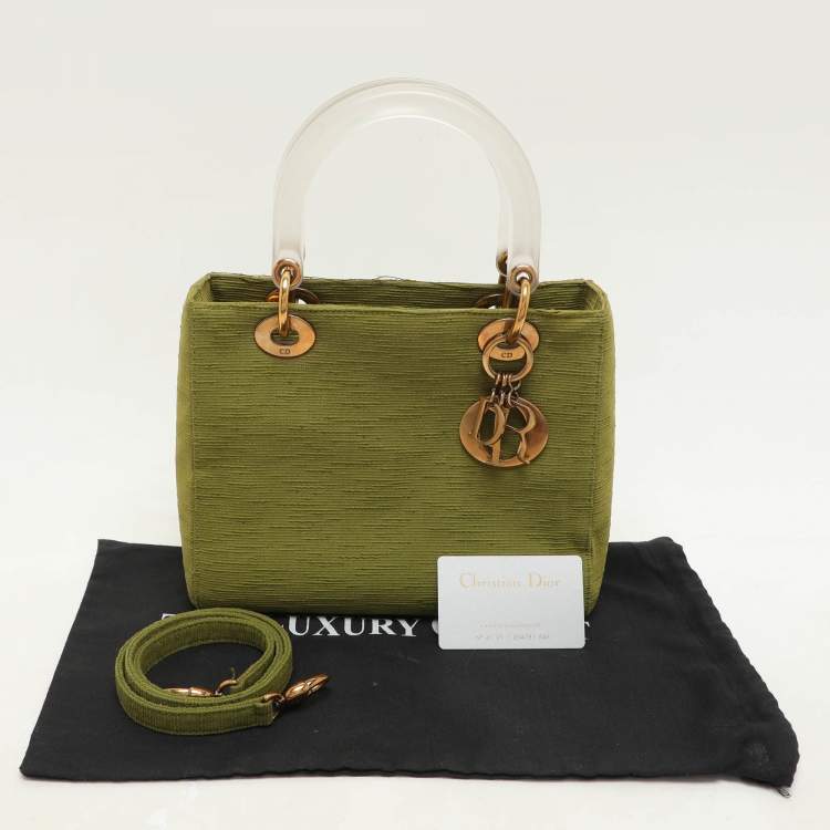 Pre Owned Dior Green Fabric Medium Vintage Lady Dior Tote