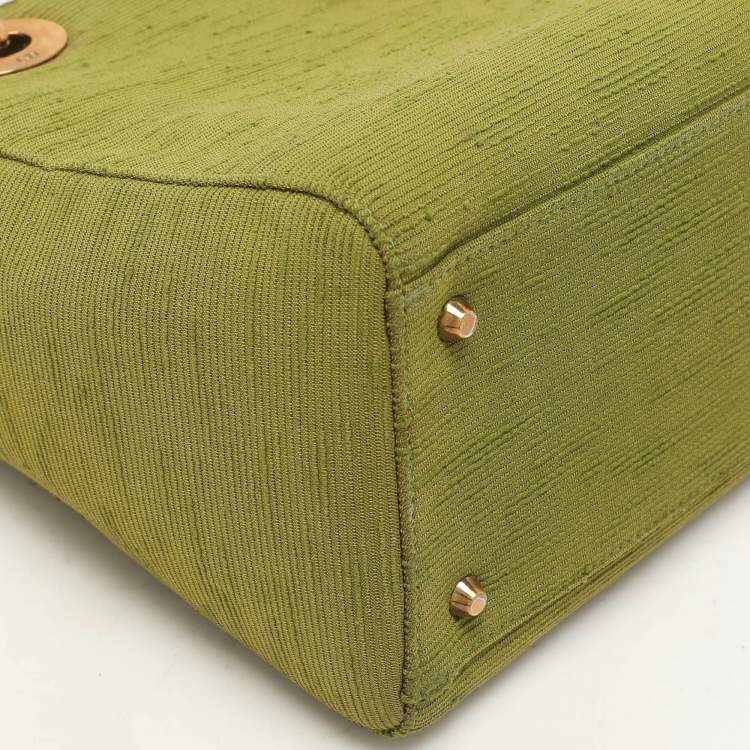 Pre Owned Dior Green Fabric Medium Vintage Lady Dior Tote