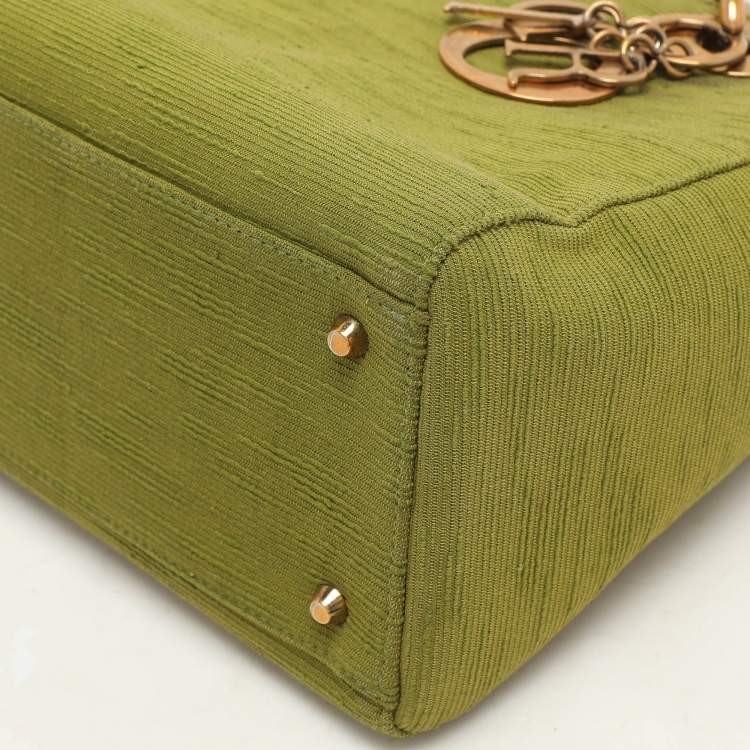 Pre Owned Dior Green Fabric Medium Vintage Lady Dior Tote