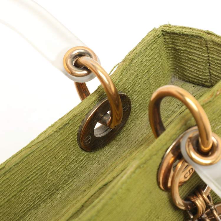 Pre Owned Dior Green Fabric Medium Vintage Lady Dior Tote