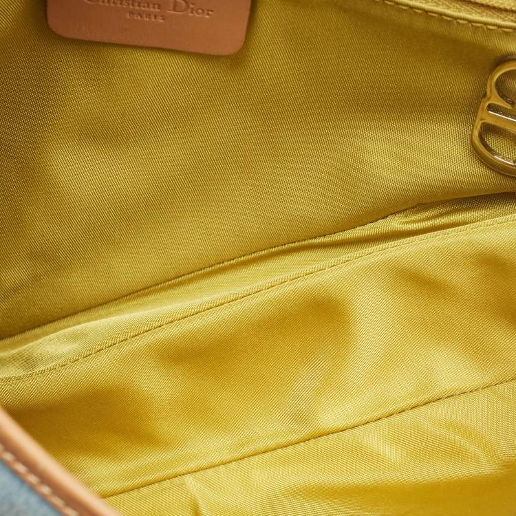 Pre Owned Dior Blue/Tan Denim Saddle Bag