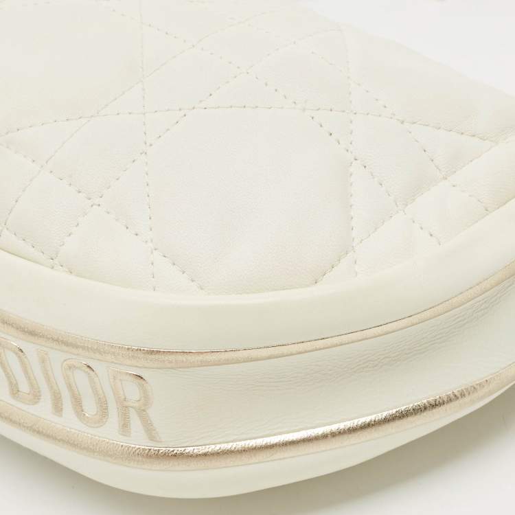 Pre Owned Dior White Cannage Leather Small Vibe Hobo