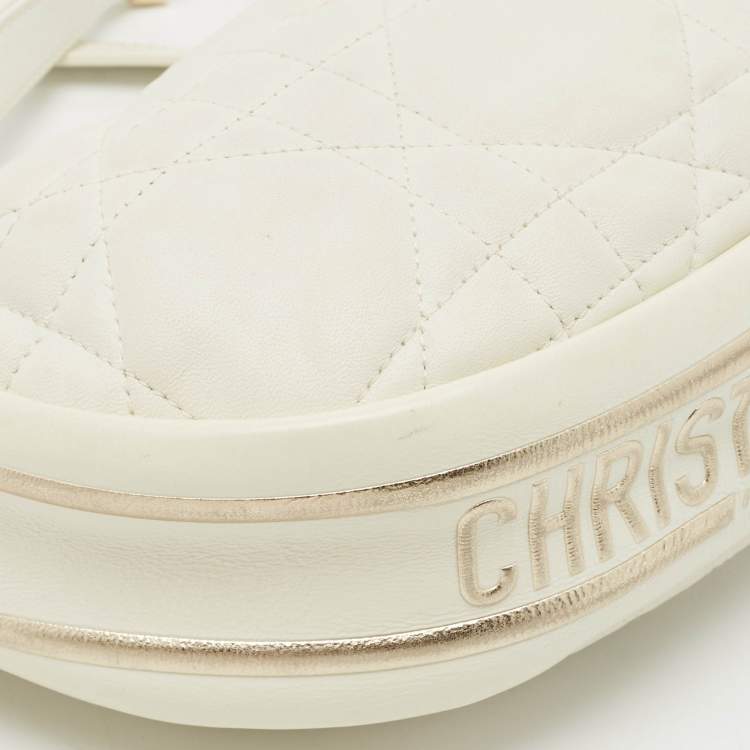 Pre Owned Dior White Cannage Leather Small Vibe Hobo