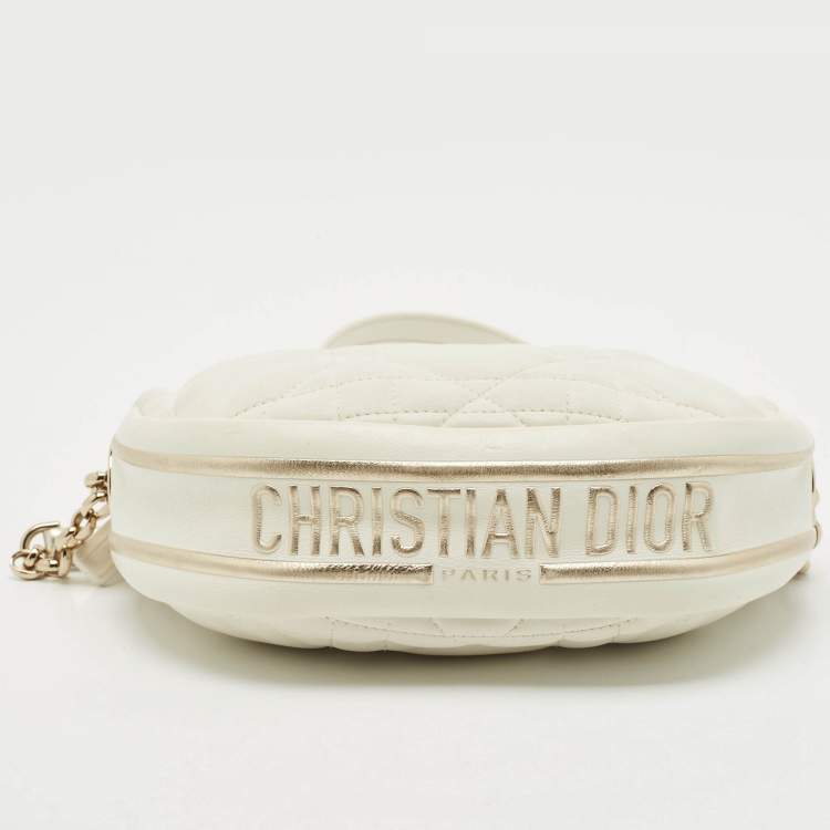 Pre Owned Dior White Cannage Leather Small Vibe Hobo