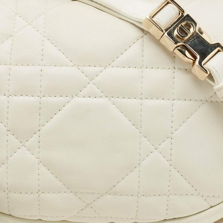 Pre Owned Dior White Cannage Leather Small Vibe Hobo