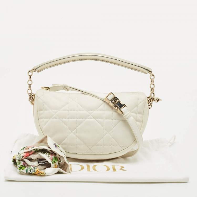 Pre Owned Dior White Cannage Leather Small Vibe Hobo
