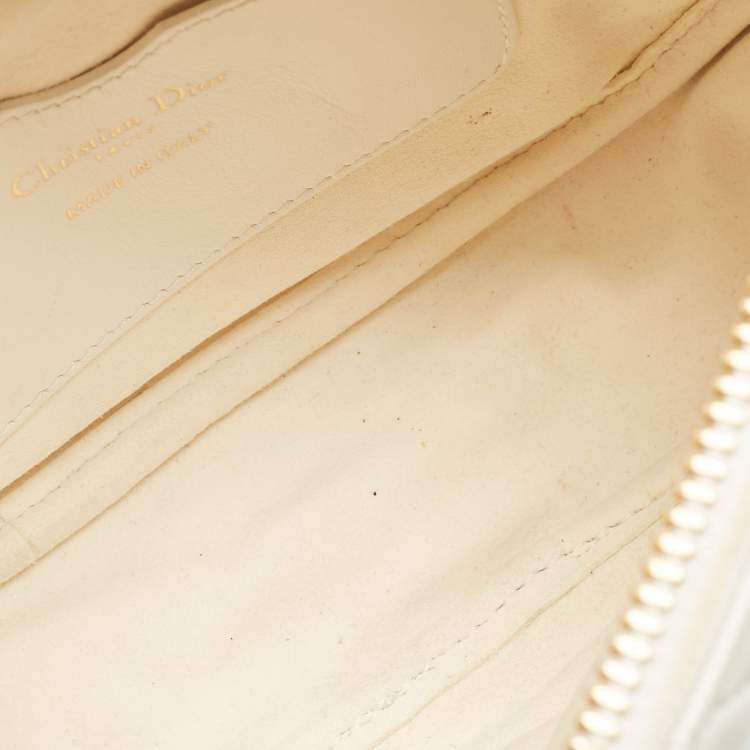 Pre Owned Dior White Cannage Leather Small Vibe Hobo