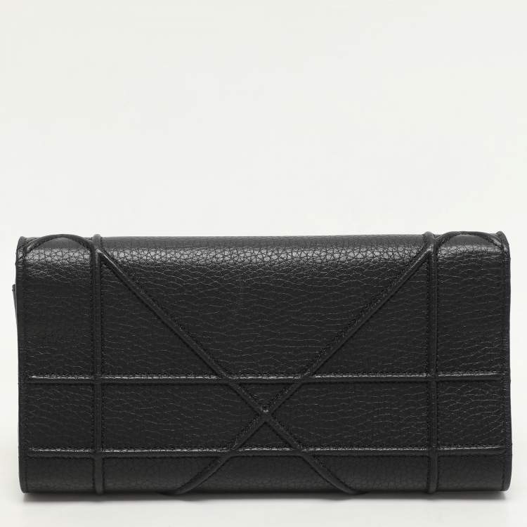 Pre Owned Dior Black Leather Diorama Wallet on Chain