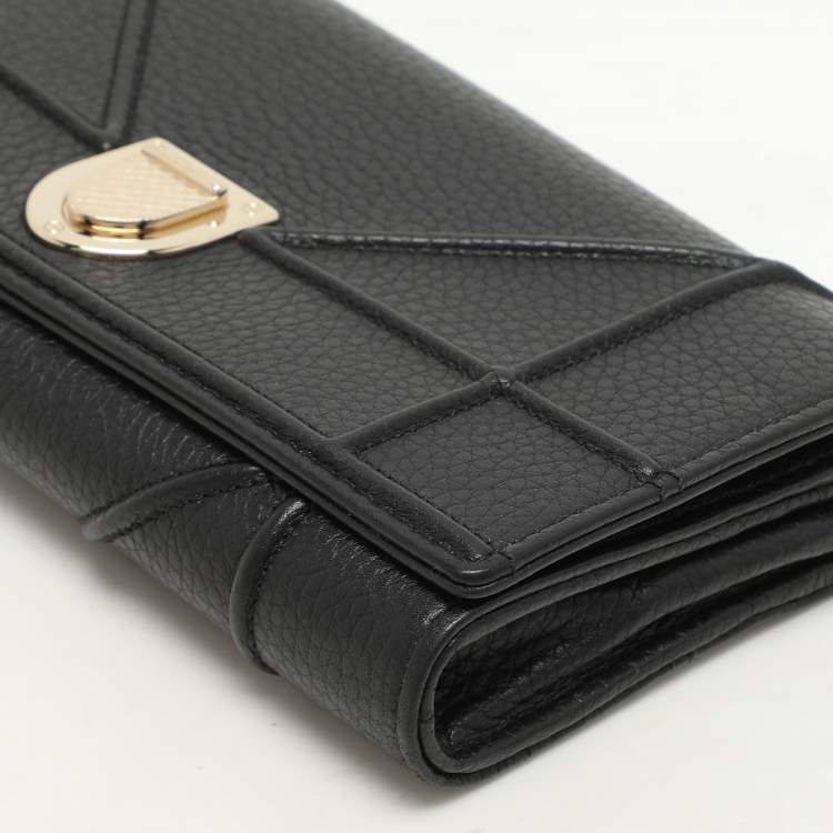 Pre Owned Dior Black Leather Diorama Wallet on Chain