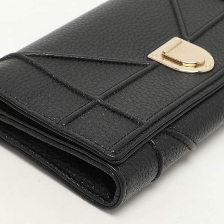 Pre Owned Dior Black Leather Diorama Wallet on Chain