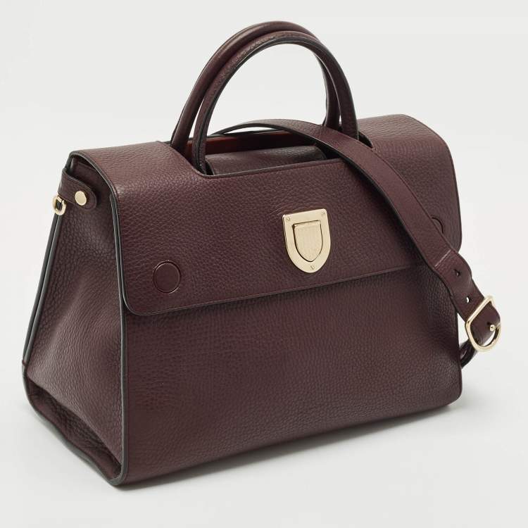 Pre Owned Dior Burgundy Leather Medium Diorever Top Handle Bag