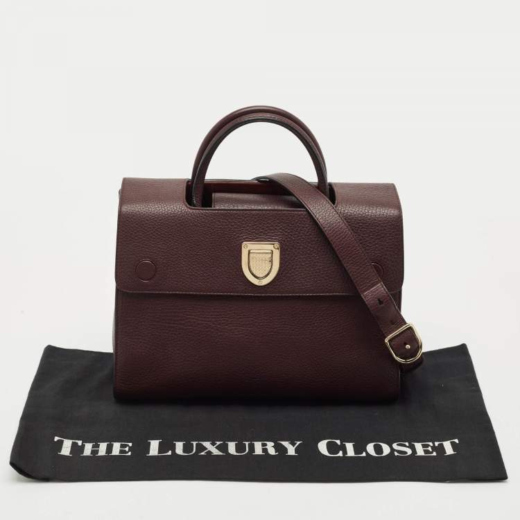 Pre Owned Dior Burgundy Leather Medium Diorever Top Handle Bag