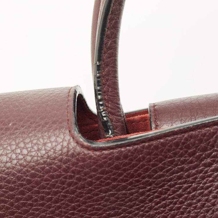 Pre Owned Dior Burgundy Leather Medium Diorever Top Handle Bag