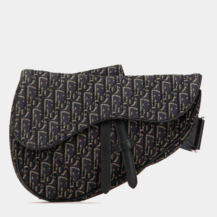 مملوكة مسبقًا Dior Black Oblique Canvas Saddle Crossbody
