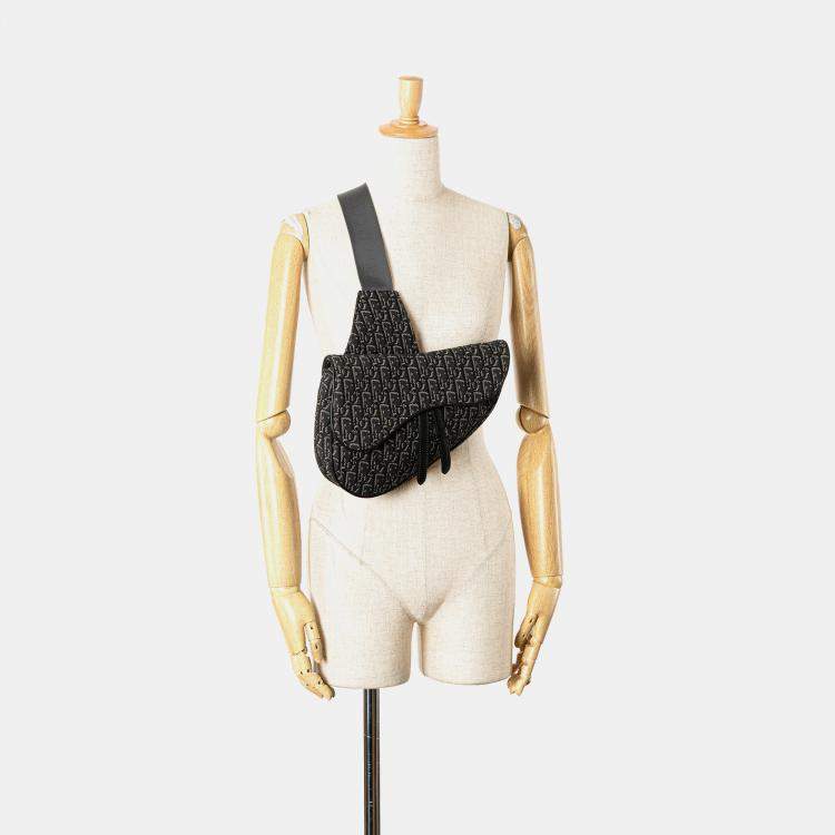 مملوكة مسبقًا Dior Black Oblique Canvas Saddle Crossbody