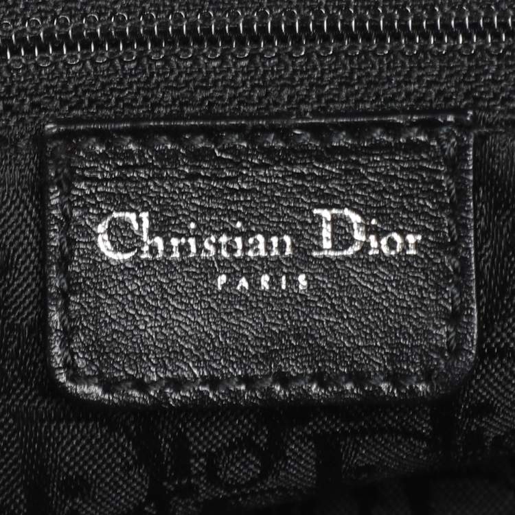 Pre Owned Dior Black Leather Crytal Hook Bowling Bag