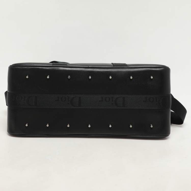 Pre Owned Dior Black Leather Crytal Hook Bowling Bag