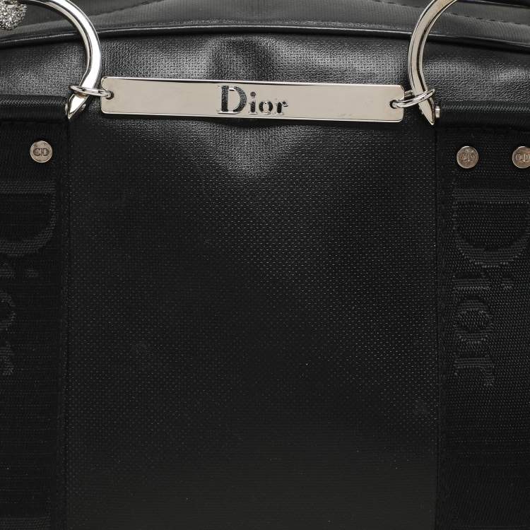 Pre Owned Dior Black Leather Crytal Hook Bowling Bag