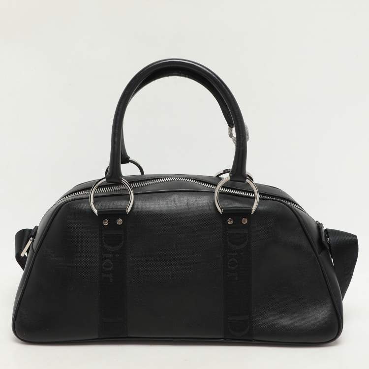 Pre Owned Dior Black Leather Crytal Hook Bowling Bag