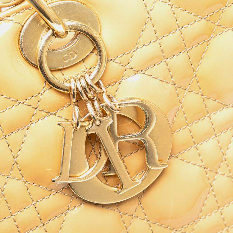 Pre Owned Dior Beige/Brown Large Patent Cannage Lady Dior