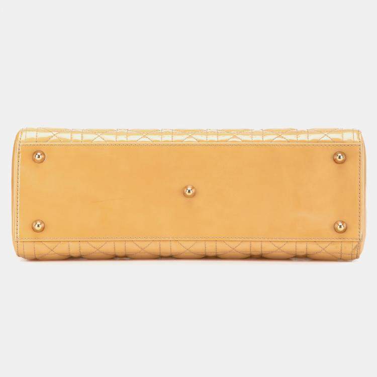 Pre Owned Dior Beige/Brown Large Patent Cannage Lady Dior