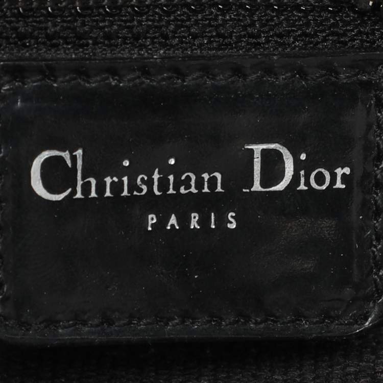 Pre Owned Dior Black Canvas Medium Lady Dior Tortoise Handle Tote
