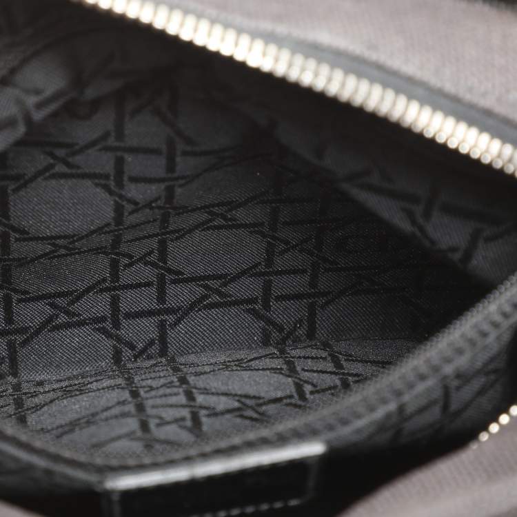 Pre Owned Dior Black Canvas Medium Lady Dior Tortoise Handle Tote