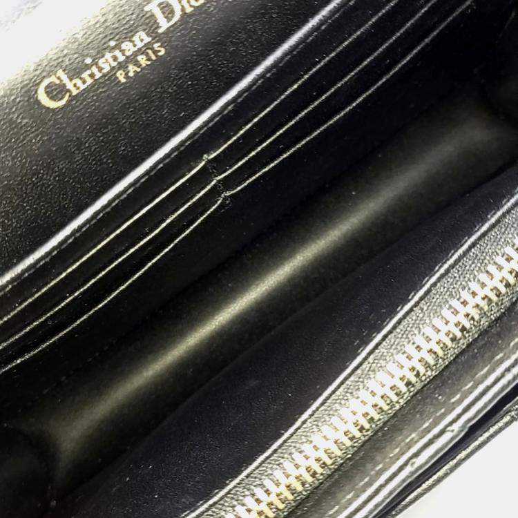 Pre Owned Dior Black Leather Miss Dior Chain Pouch
