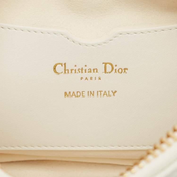 Pre Owned Dior White/Gold Macrocannage Leather Small Vibe Hobo